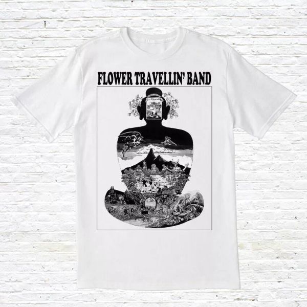 

flower travellin 'band t-shirt (japrock/psyche), White;black