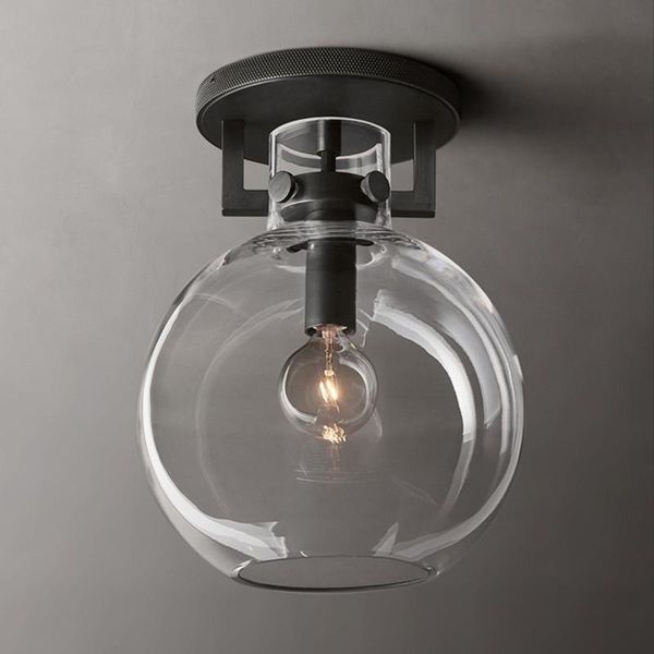 

ceiling lights rh american brush gold / chrome black edison led lamp glass shades e27 mounted corridor fixture