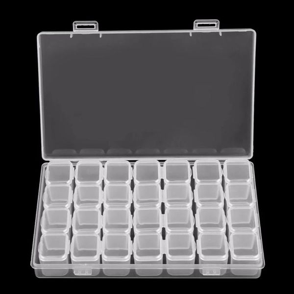 

storage bottles & jars 28 slots clear plastic empty box for nail art manicure tools jewelry beads display case organizer holder