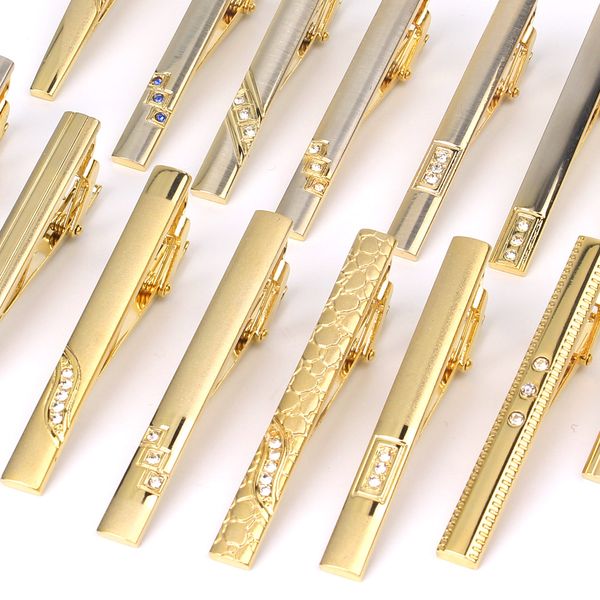 

new tie clips men metal necktie bar crystal dress shirts tie pin for wedding ceremony metal golden necktie clip man accessories, Silver