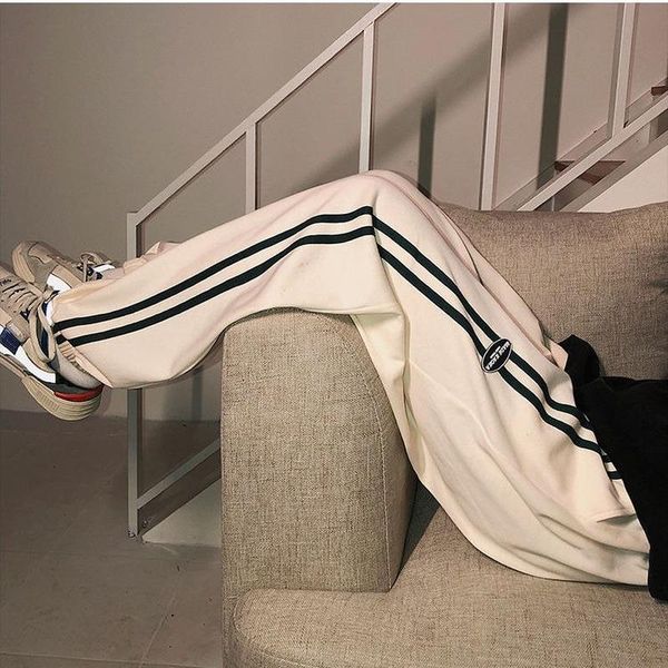 

women's pants & capris houzhou korean fashion beige joggers sports women oversize gray jogging sweatpants baggy harajuku blue wide leg, Black;white