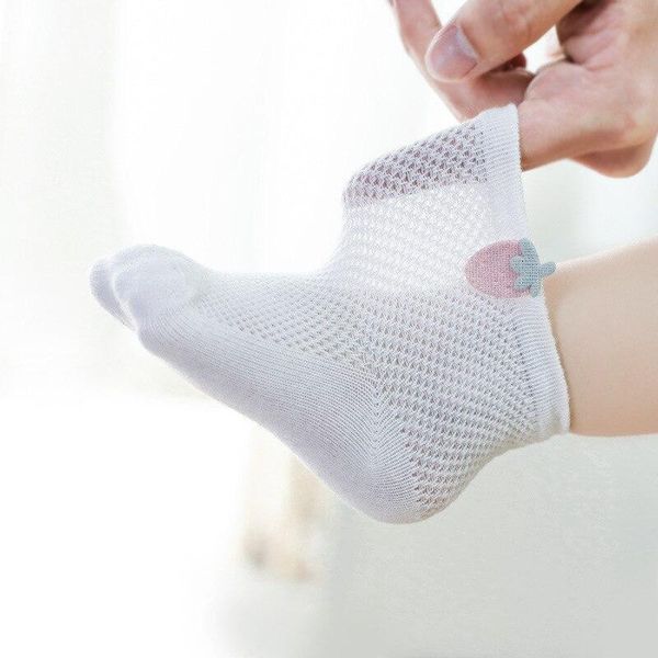 

socks 3pairs/lot summer mesh thin cotton baby, Pink;yellow