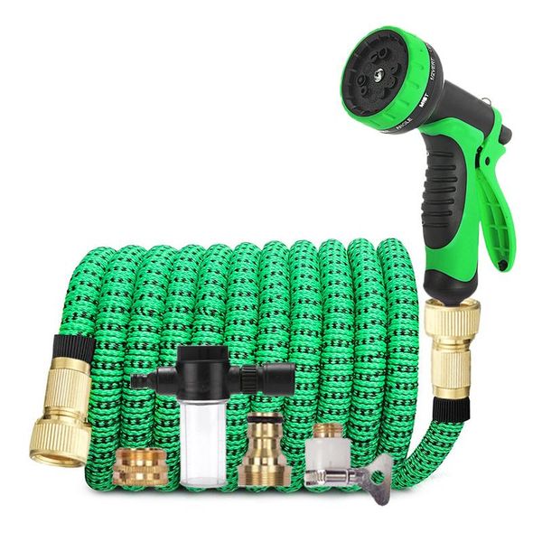 

watering equipments garden hose 3 time expandable magic flexible high pressure car wash with foam pot spray gun set gifts