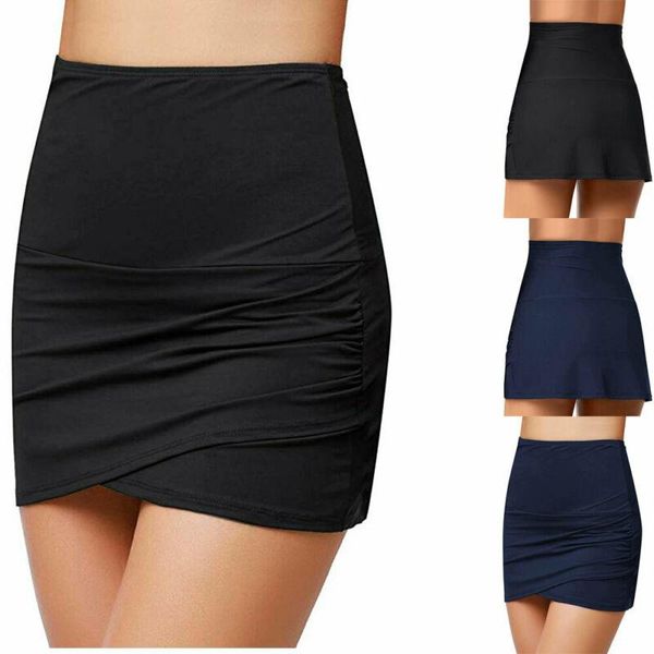 

two-piece suits ladies women high waisted ruffle skirted bikini bottom swimsuit short swim skirt quality