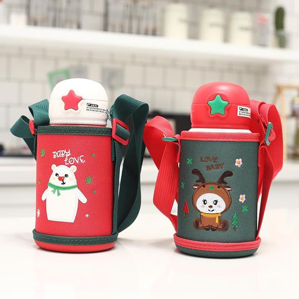 

water bottles 2021 christmas children insulated cup stainless steel men's women's portable grade straw bounce