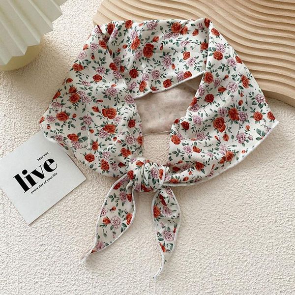 

berets scarf all-match comfortable polychromatic western style decorative silk floral double, Blue;gray