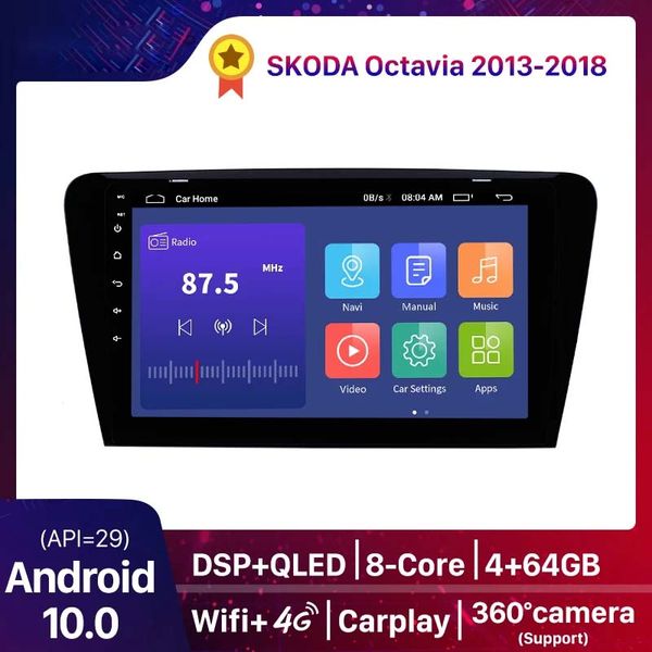 Araba DVD Multimedya Video Oynatıcı 2 DIN Radyo GPS 2015-2017 Skoda Octavia (UV) Navigasyon Qled Android 10.0 2 + 32g