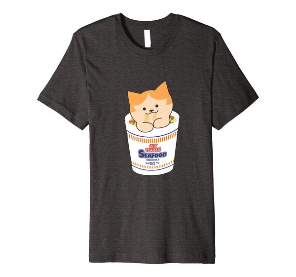 

cup noodles neko kitten cat t-shirt, White;black