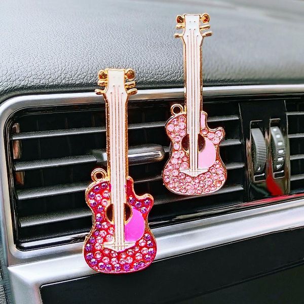 

car air freshener pink diamond guitar crystal perfume clip musical instrument auto bling accessories interior woman