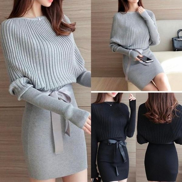 

dress dress female fashion fall long sleeve bodycon batwing thin mesh pullovers ed in black gray