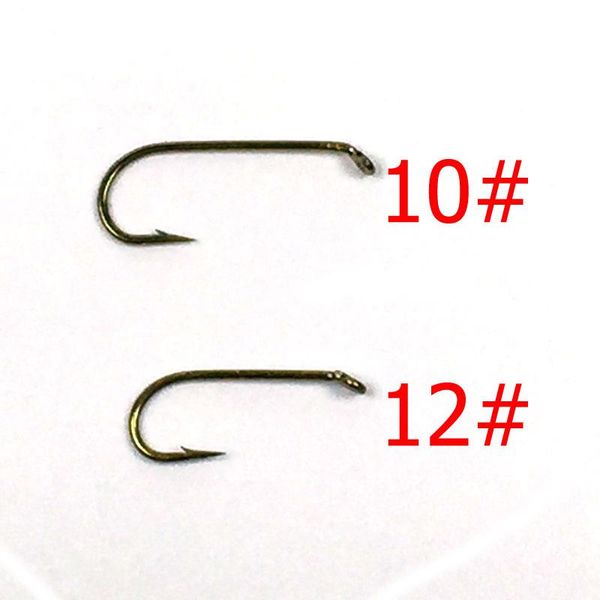 

fishing hooks 100pcs #10 #12 long shank tying bent eye barbed streamer hook
