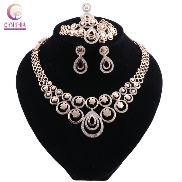 

earrings & necklace women bridal fine crystal african beads jewelry sets for wedding party dress accessories set pendants, Silver