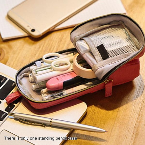 

pencil bags girl boy home school pen bag portable wear resistant standing case foldable stationary supplies washable space saving