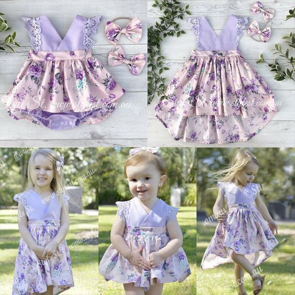 

sister matching kids baby girl dress girls lace flower big little sleeveless v neck bodysuit outfits clothes hairband, Red;yellow