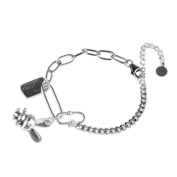 

link, chain 925 sterling silver sparkling bracelet for women fine jewelry wedding party birthday gift, Black