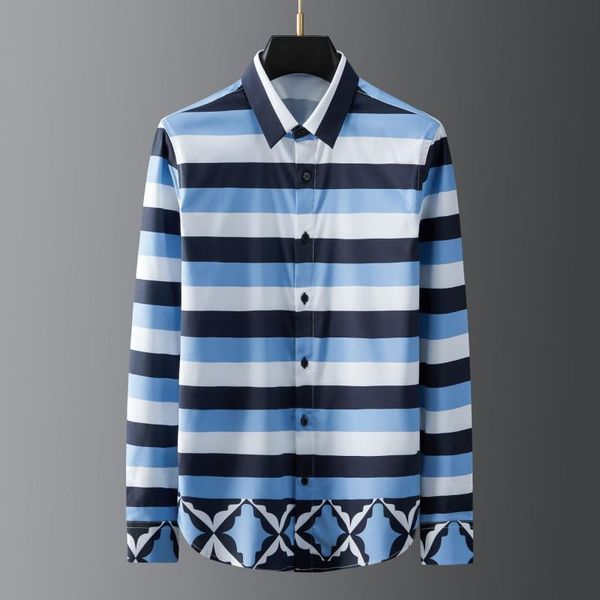 

men's casual shirts luxury shirt 2021 men slim fit mens formal business dress streetwear social tuxedo club party striped clothing, White;black