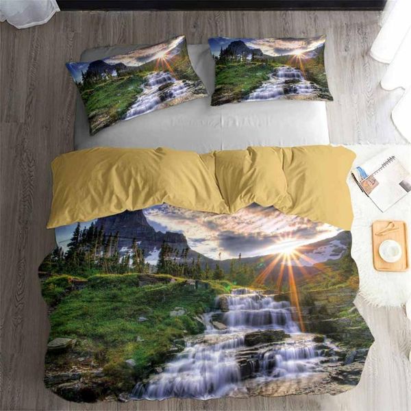 

bedding sets helengili 3d set flowing water beautiful scenery print duvet cover bedclothes with pillowcase bed home textiles