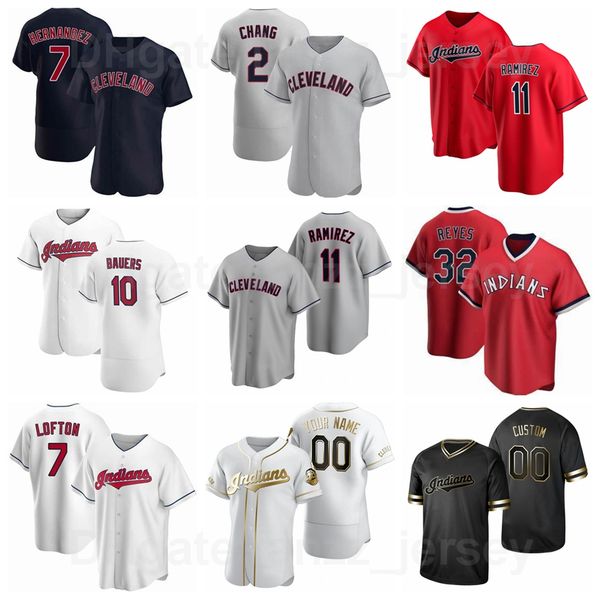 

baseball 2 yu chang jersey 7 cesar hernandez 11 jose ramirez 10 jake bauers 32 franmil reyes 44 bobby bradley 55 roberto perez 19 bob feller, Blue;black