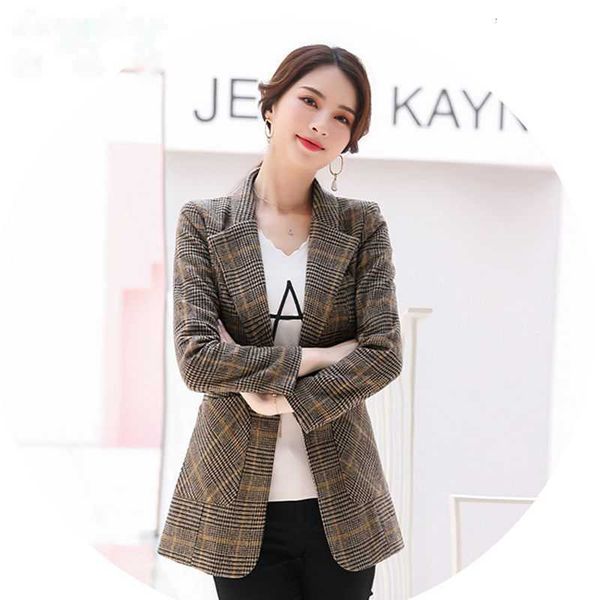 

women's suits & blazers suit jacket women 2021 retro casual spring and autumn plaid blazer fashion slim clothing female coat 2qf5, White;black