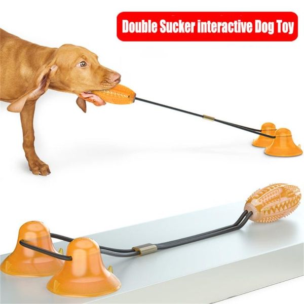 

dog toys & chews cats dogs interactive suction cup push tpr ball elastic ropes pet tooth cleaning chewing playing iq treat puppy