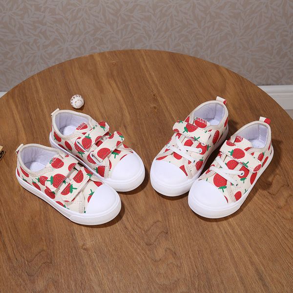 

childrens raspberry canvas shoes womens 2021 spring and autumn new korean antiskid leisure soft sole breathable board shoes, Black;red