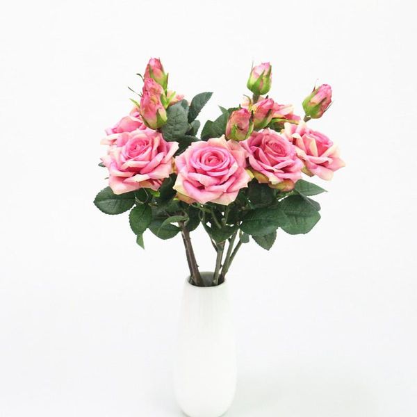 

flone artificial real touch 2 heads rose fake flowers plant bouquet wedding home party garden flower wall decoration accessories decorative