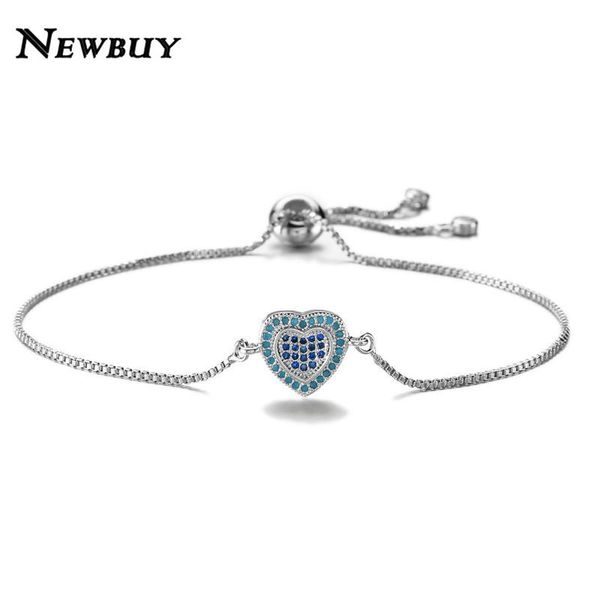 

charm bracelets cmoonry 2021 fashion cute heart bracelet for women rose gold color adjustable chain micro pave cz stone, Golden;silver