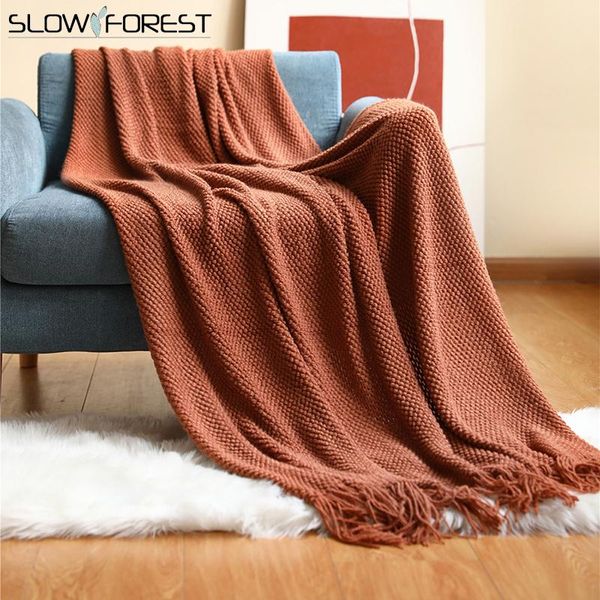 

blankets summer tv blanket office leisure nap cover air conditioning with tassel textured solid soft sofa couch decorative