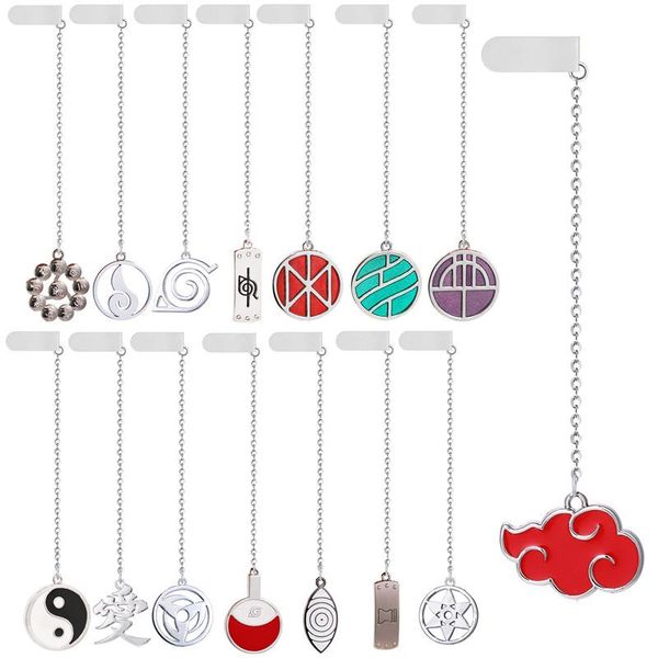 

anime ninja bookmarks pendant metal akatsuki sharingan eye badge long chain bookmark sasuke men charm gifts book mark jewelry necklaces, Silver