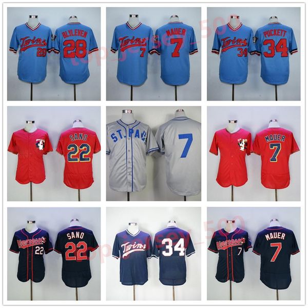 

men women youth vintage 1948 1559 retror baseball kirby puckett jersey brian dozier miguel sano tony oliva harmon killebrew joe mauer kent h, Blue;black