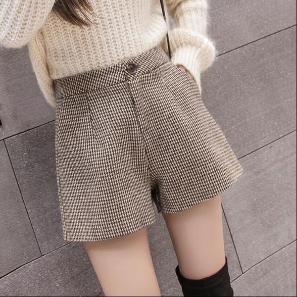 

autumn winter fashion woolen womens shorts high waist a line wide leg ladies loose boots d319, White;black