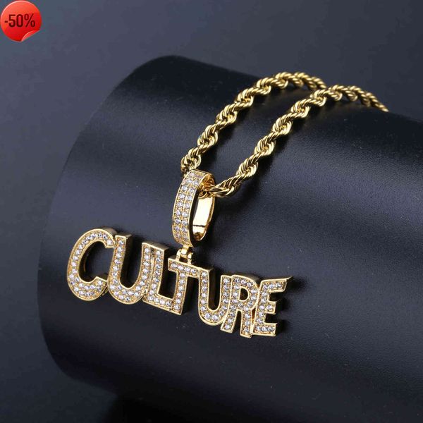 

culture personality irregular letter men's pendant set with zircon tide brand necklace hiphop, Silver