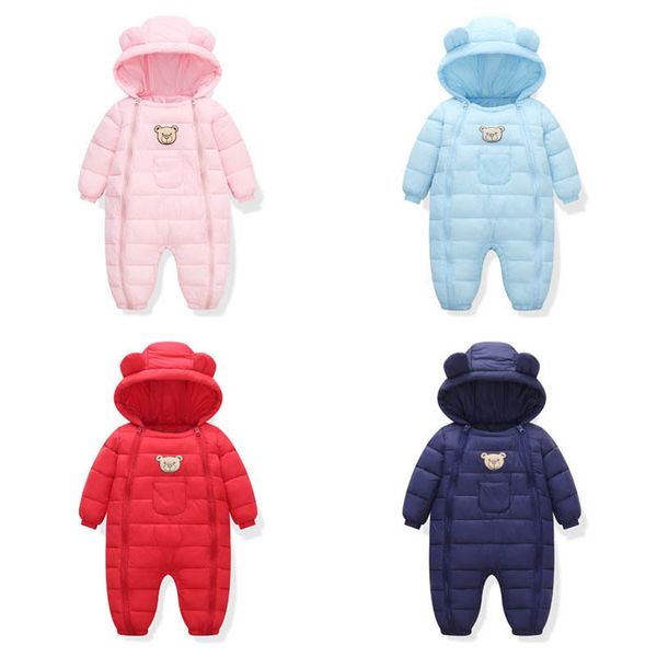 

baby rompers winter newborn down coat bodysuits infant babies clothes girls boys jumpsuit hooded kids one piece clothing coats toddler outwe, Blue
