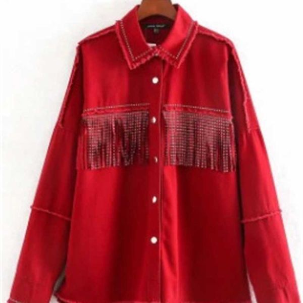 

2021 spring new women's long sleeve tassel jacket, White