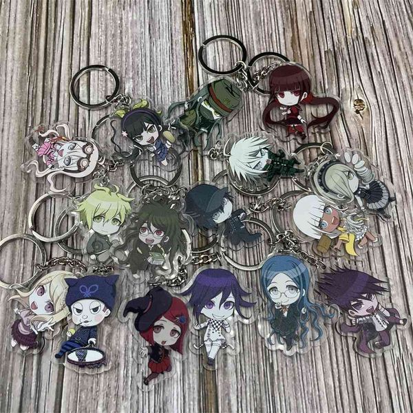 

danganronpa v3: killing harmony akamatsu kaede ouma kokichi key chain pendant cosplay two-sided acrylic keychain keyring prop, Silver