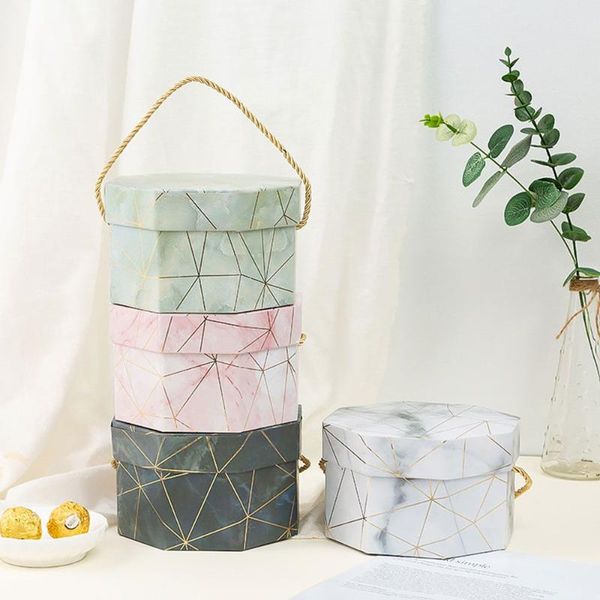

gift wrap wrapping candys with carry hand octagonal box packing flowers boxes marble printed pattern irregular shape