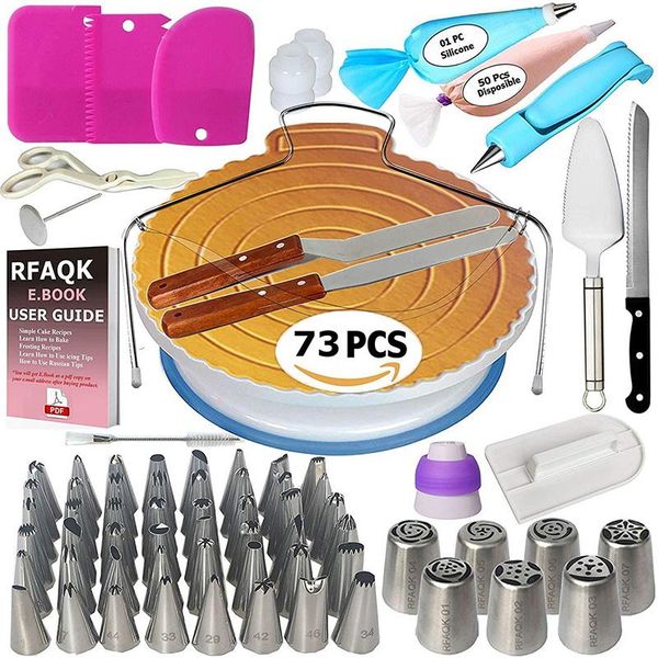 

baking & pastry tools 73 pcs/set cake turntable decorating multifunction set pipe nozzle bag sets kitchen