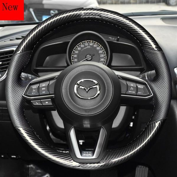 

steering wheel covers hand-stitched leather suede carbon fibre car cover for 3 cx-4 cx-5 atenza interior accessories