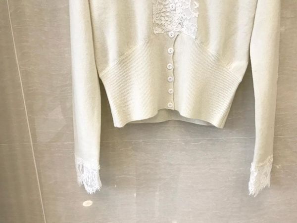 

ladies fashion long sleeve casual wool lace stitching sweater 1228 women's sweaters, White;black