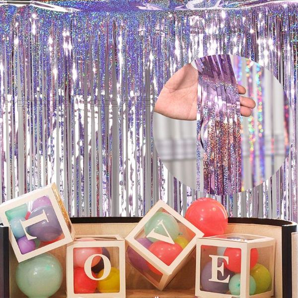 

party decoration 1m/2m/3m/1pack rain curtain for birthday wedding anniversar background wall silk