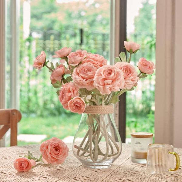 

decorative flowers & wreaths 8pcs artificial silk roses bouquet for wedding bridal party home room garden crafts diy decoration