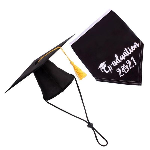 

party hats 2 pcs pet graduation outfits dog caps saliva towel