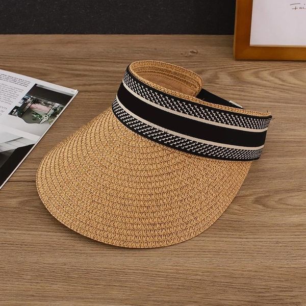 

beanie/skull caps 2021 summer spring korean style empty visors wome men straw sun hat holiday beach cap letter patern casual, Blue;gray