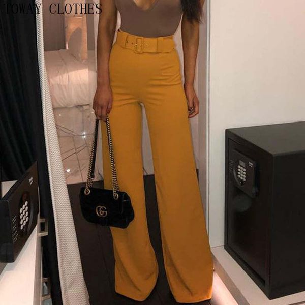 

women's pants & capris women solid long with belt casual fashion, Black;white