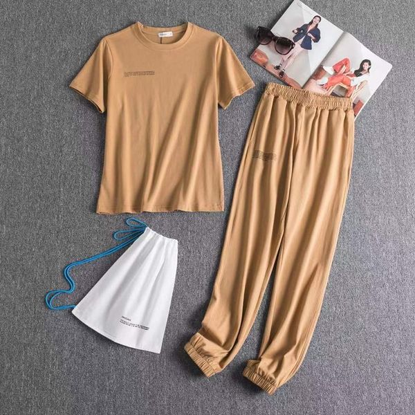 Yüksek Sokak Tasarımcısı Wome Giyim Eşofman kadın İki Parçalı Pantolon Set Kıyafetler Mektubu Katı Renk Kısa Kollu Pantolon Spor Takım Elbise Erkek Moda Eşofman