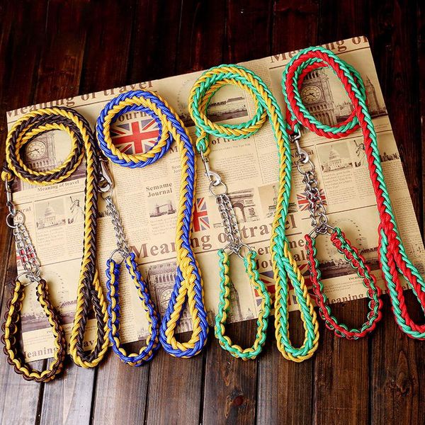 

dog collars & leashes pet leash polyester reflective 8 strands braided p chain durable shine permanent use for large medium small dogs