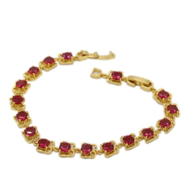 

link, chain exquisite red zircon bracelet yellow gold filled school girl beautiful wrist gift, Black