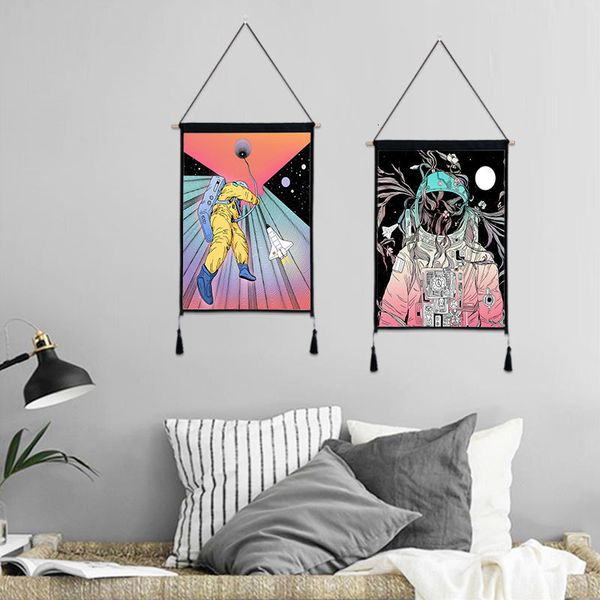 

painting modern simple living room decorative painting moon phase background cloth meter box shielding cotton linen hanging