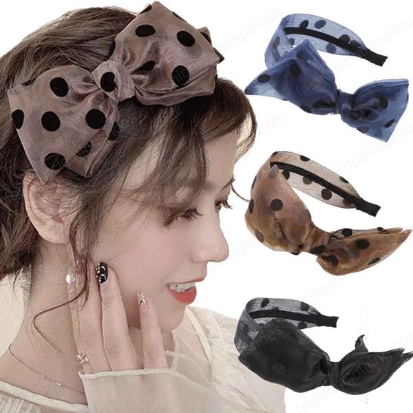 Arco knotted bolinhas headbands para cabelos mulheres elegante bezel cabelo aro coréia larga headband acessórios de cabelo moda