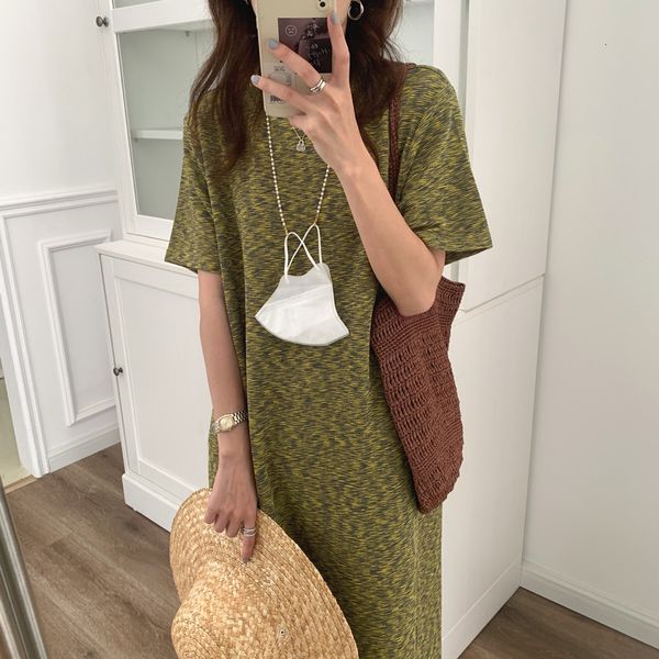 

dresses lazy style straight loose printed long es chic femme basic fashion all match casual split vestidos, Black;gray